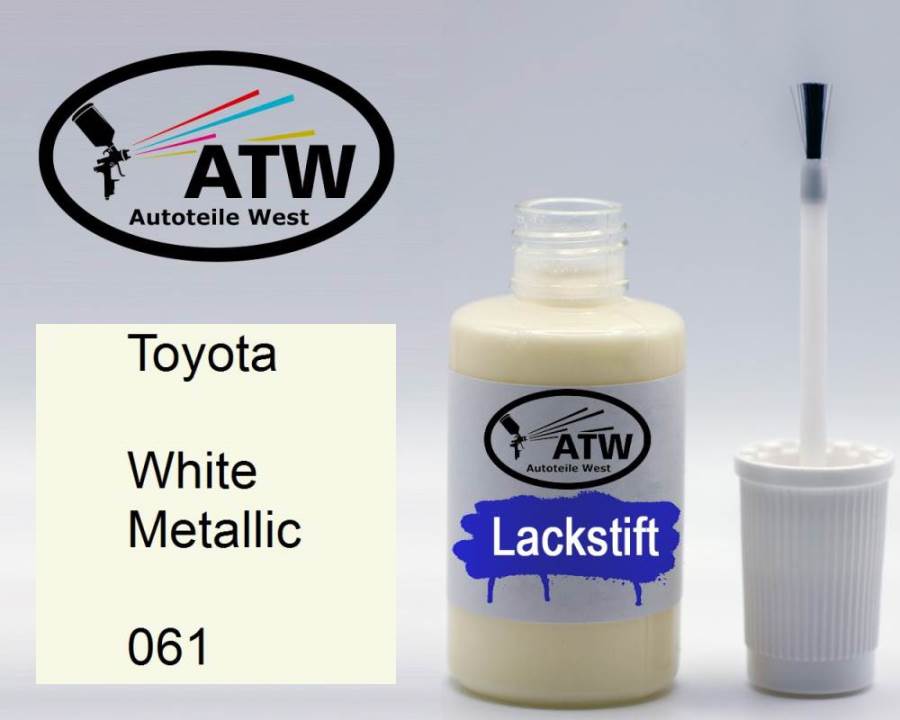 Toyota, White Metallic, 061: 20ml Lackstift, von ATW Autoteile West.